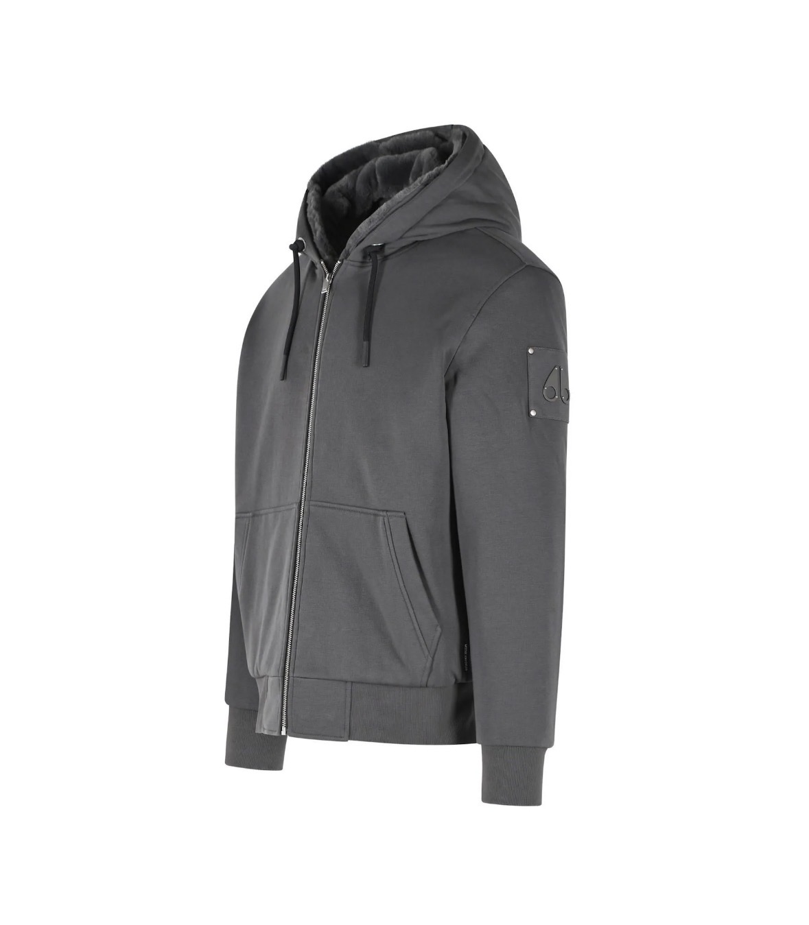 Moose Bunny Grey Zip-Up Black logo Hoodie