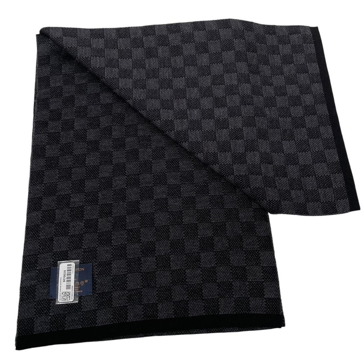 Louis Scarf Néo Petit Black and Grey Damier Wool