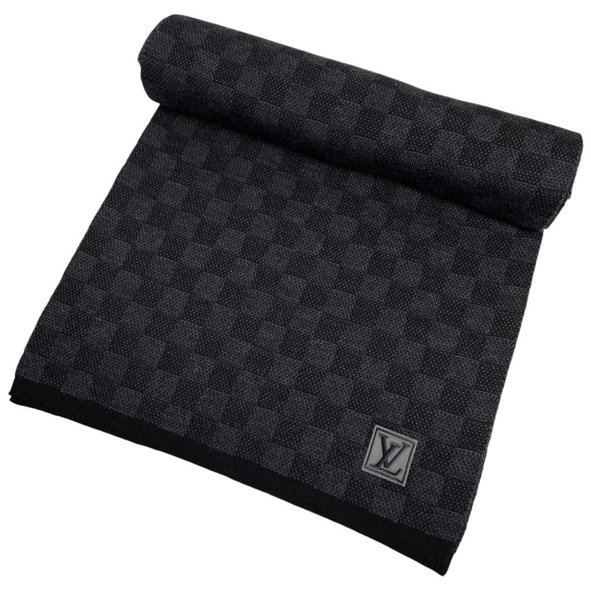 Louis Scarf Néo Petit Black and Grey Damier Wool