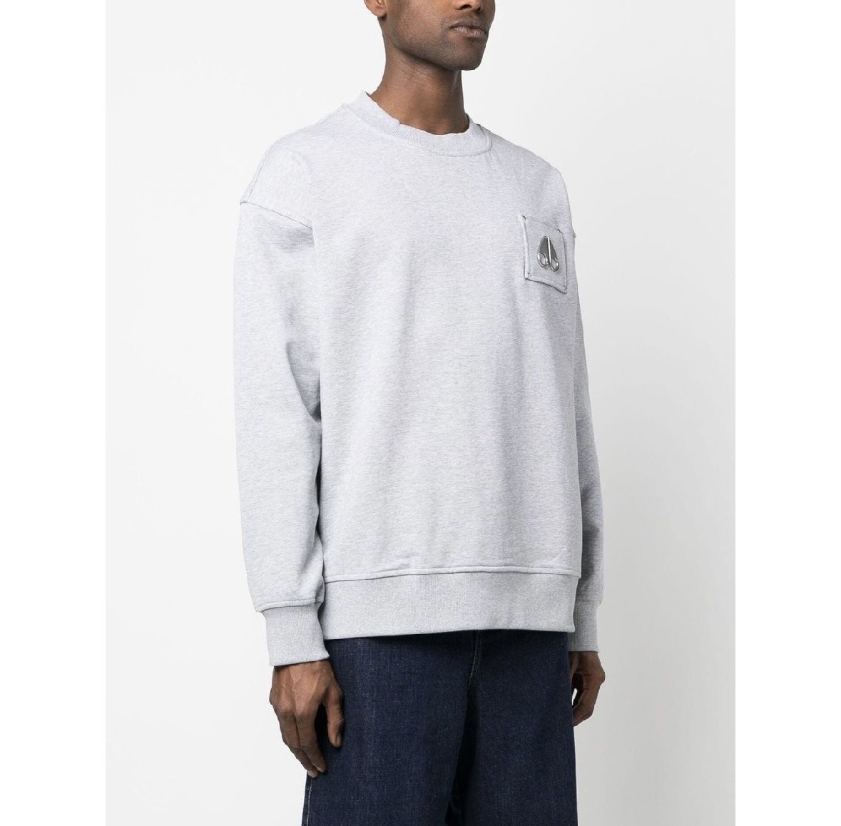 Moose Chest logo-patch detail grey sweatshirt