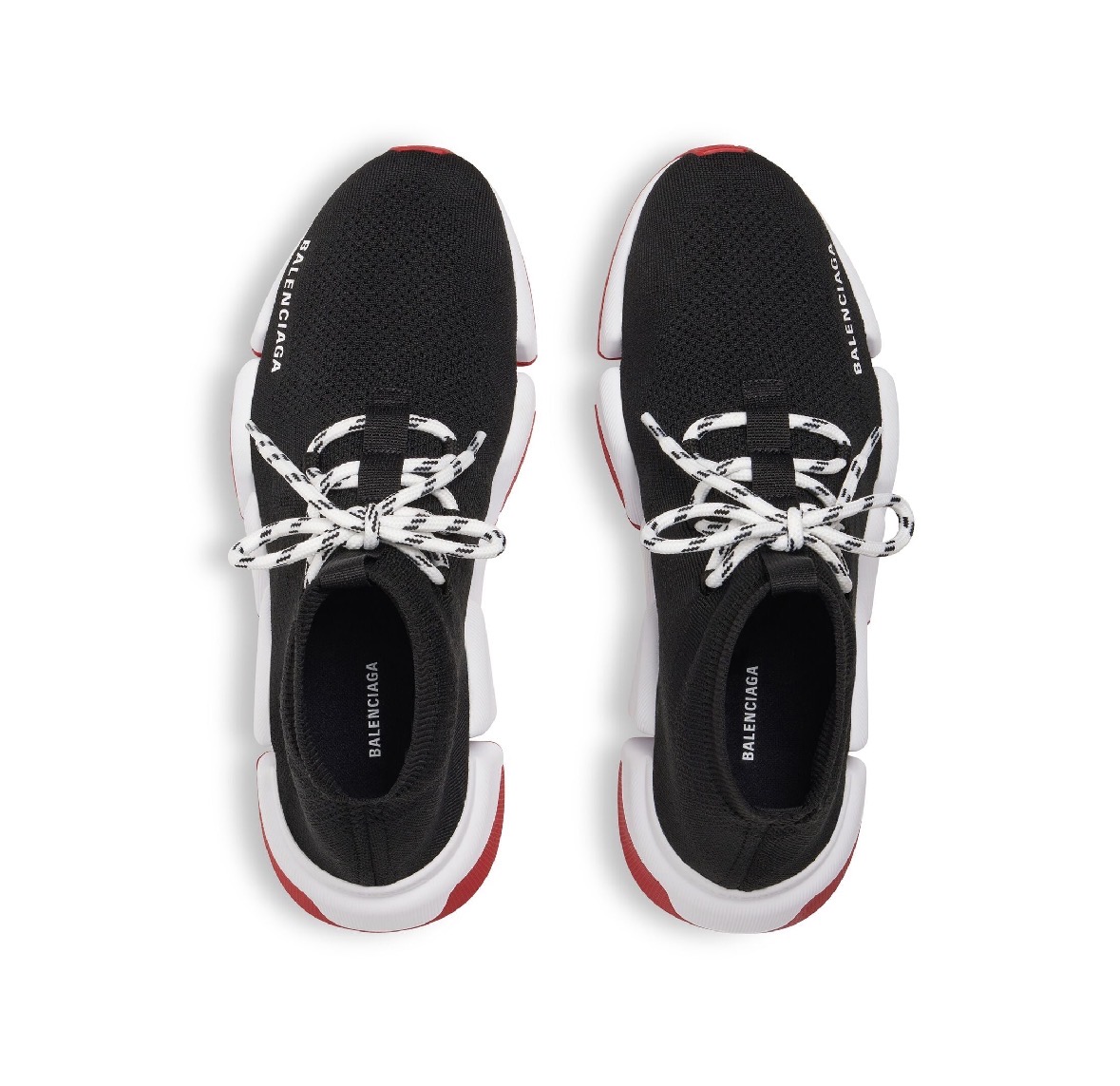 Balenciga Speed Shoes in black with red/white