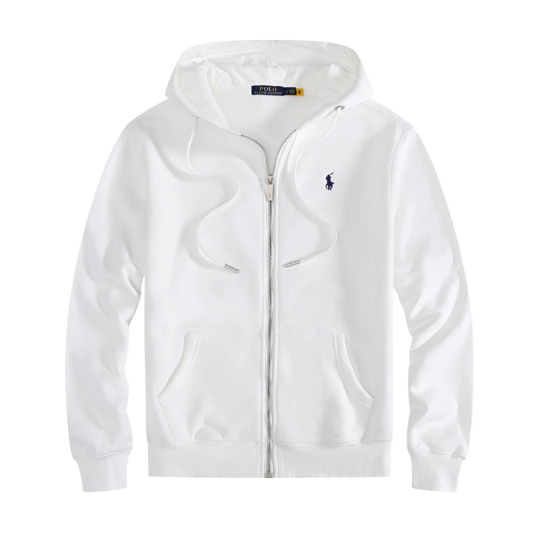 Polo White Navy Blue Zip Hoodie