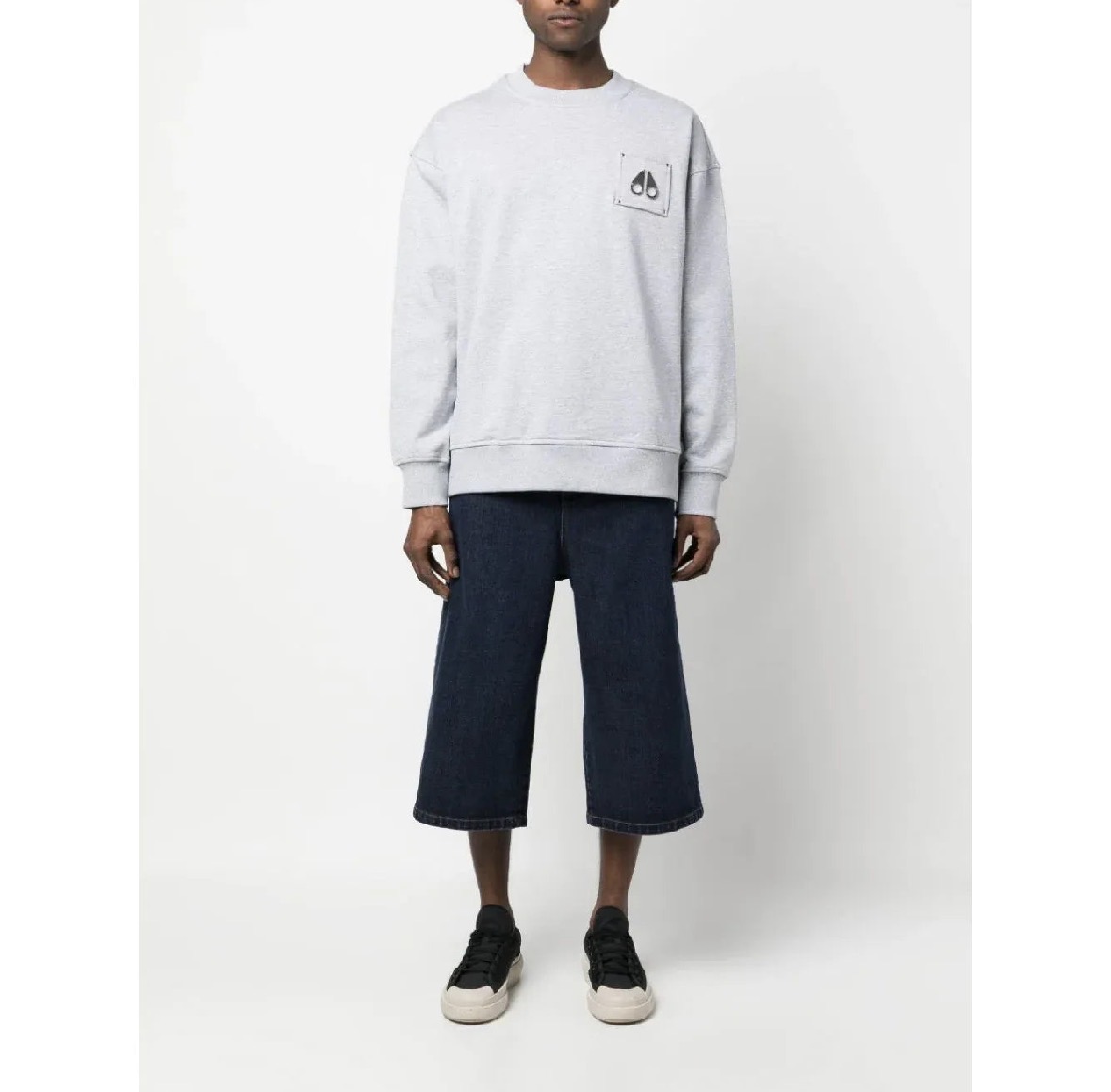 Moose Chest logo-patch detail grey sweatshirt
