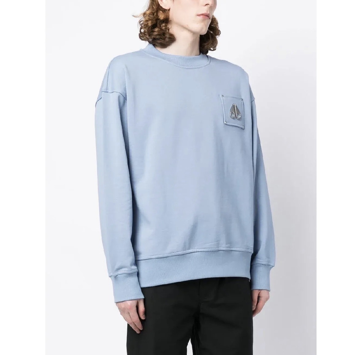 Moose Chest logo-patch detail blue sweatshirt