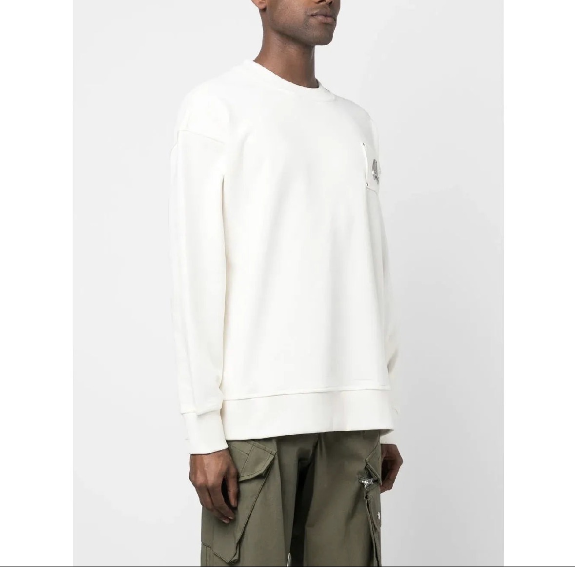 Moose Chest logo-patch detail white sweatshirt