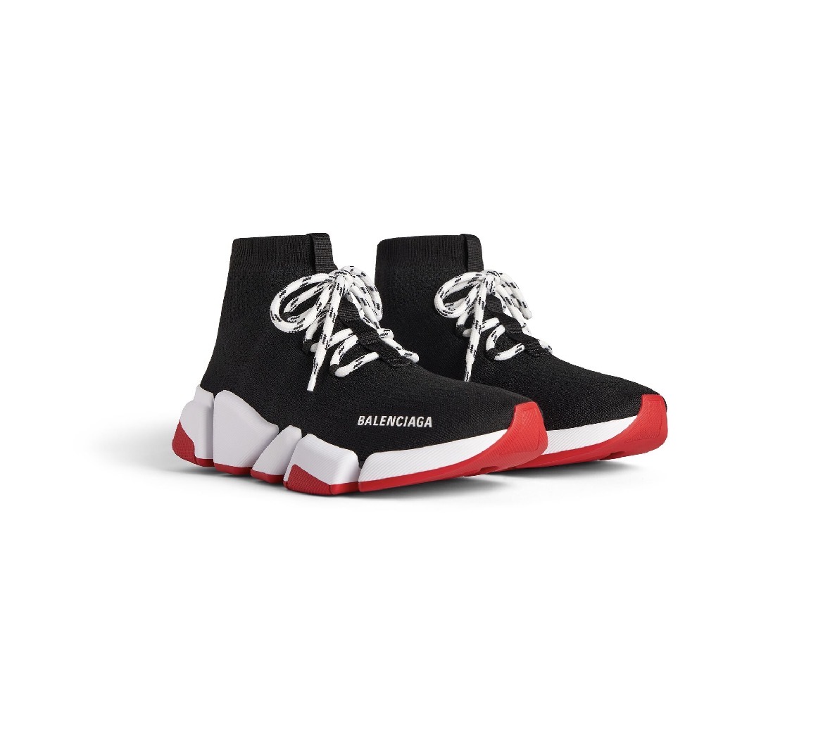 Balenciga Speed Shoes in black with red/white