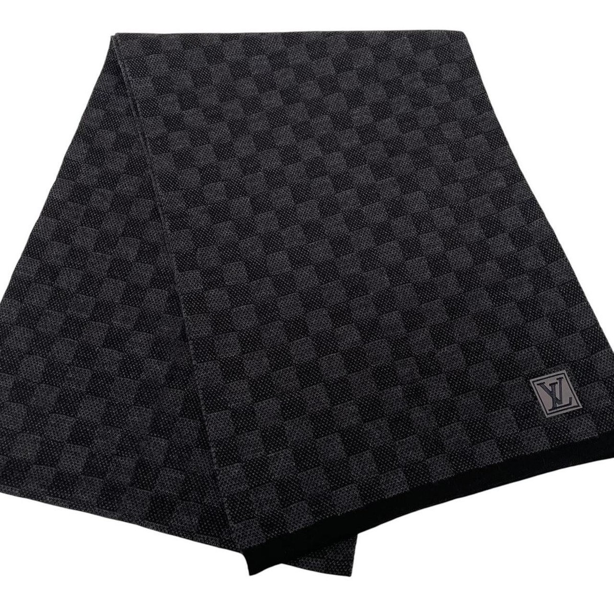 Louis Scarf Néo Petit Black and Grey Damier Wool