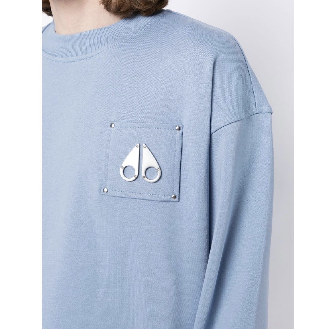 Moose Chest logo-patch detail blue sweatshirt