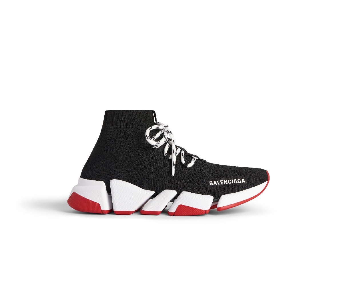 Balenciga Speed Shoes in black with red/white