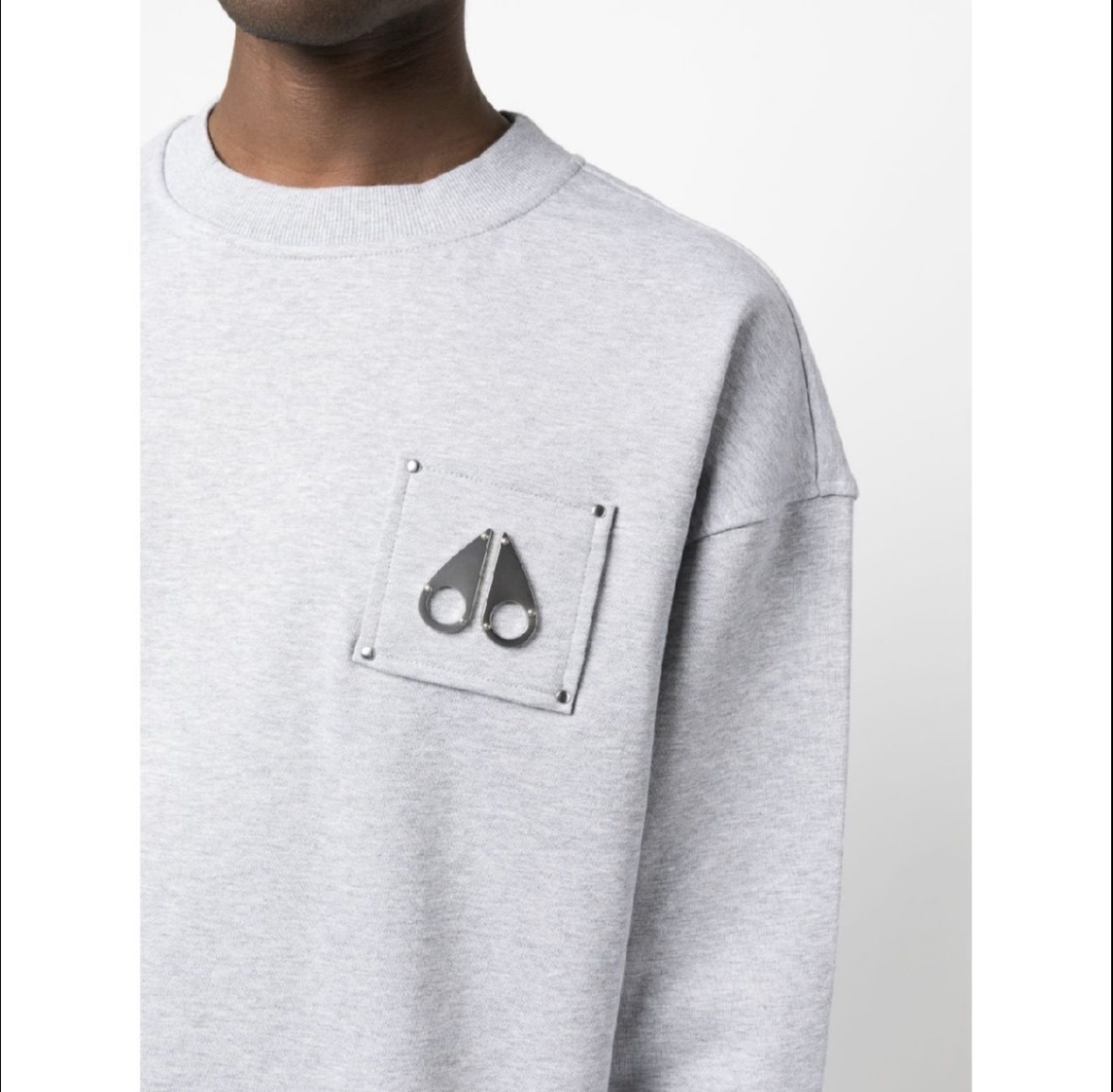 Moose Chest logo-patch detail grey sweatshirt