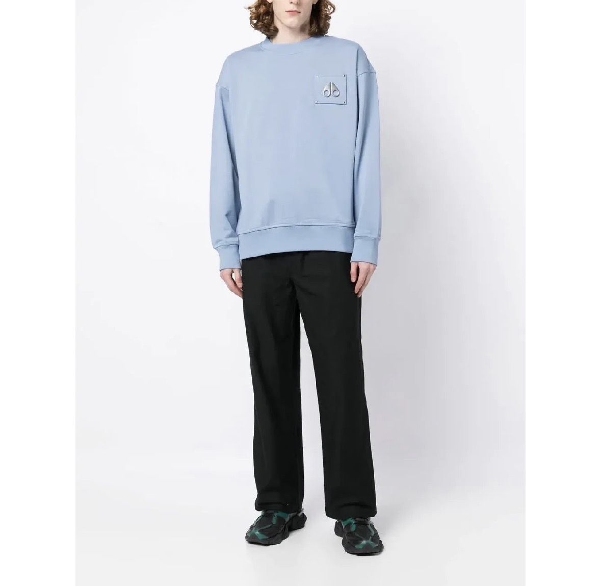 Moose Chest logo-patch detail blue sweatshirt