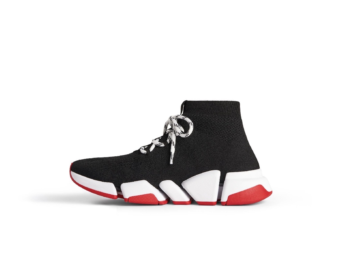 Balenciga Speed Shoes in black with red/white