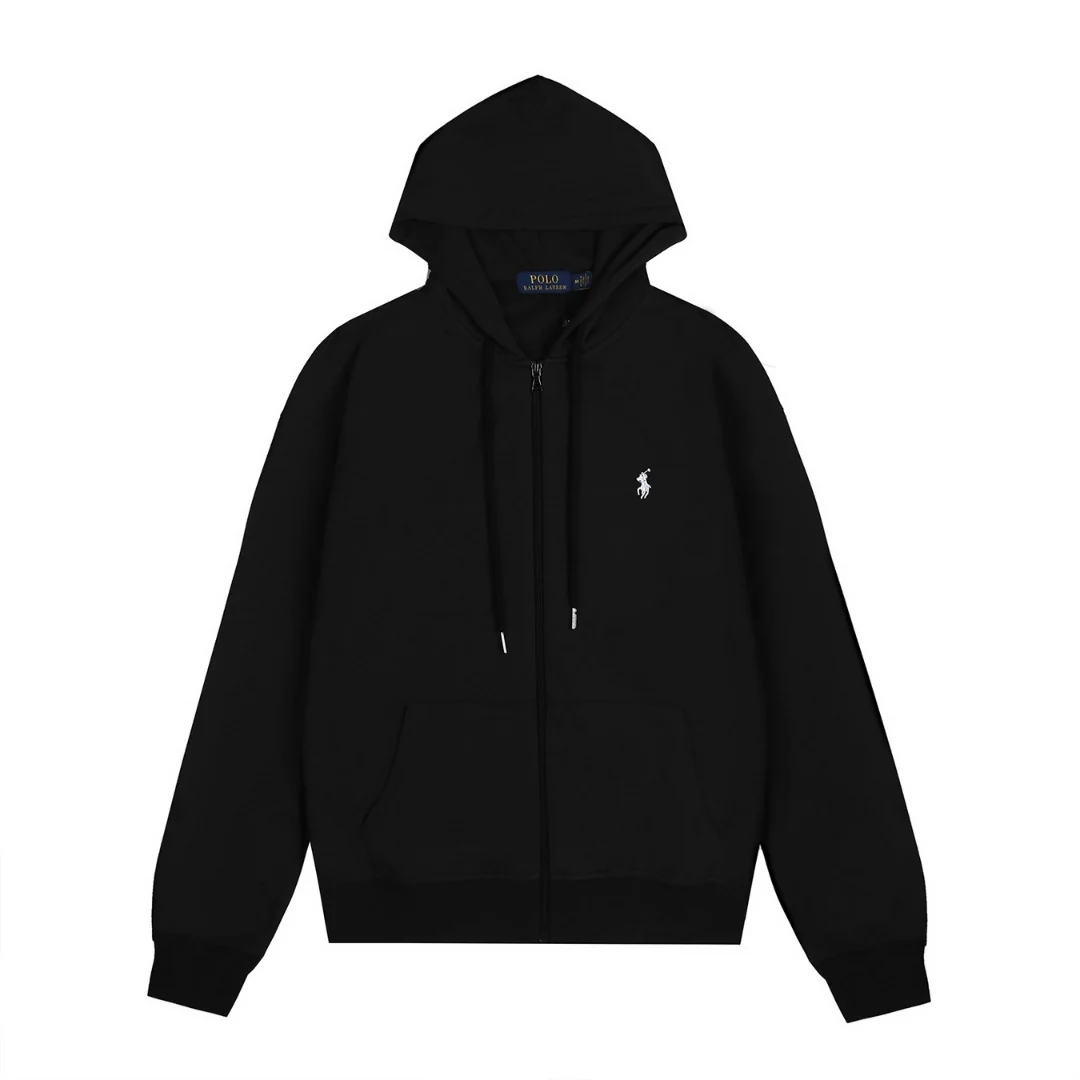 Polo Black White Zip Hoodie