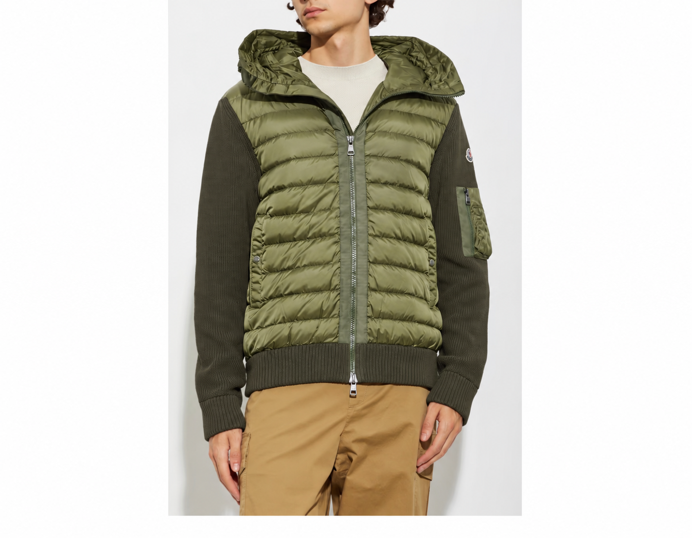 Monclr Cardigan Turtleneck med quiltad front Green